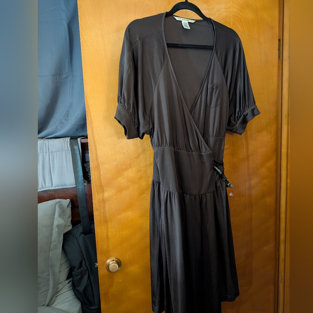 Diane Von Furstenberg Dark Brown Midi Dress